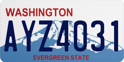 WA license plate AYZ4031