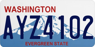 WA license plate AYZ4102