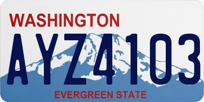 WA license plate AYZ4103