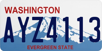 WA license plate AYZ4113