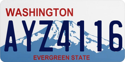 WA license plate AYZ4116