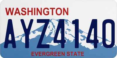 WA license plate AYZ4140