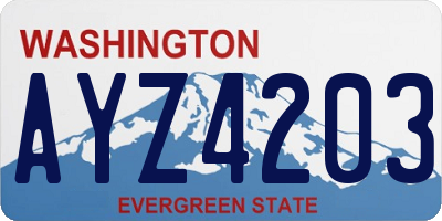 WA license plate AYZ4203