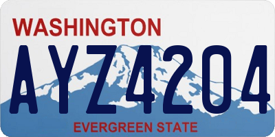 WA license plate AYZ4204