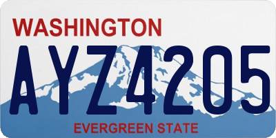 WA license plate AYZ4205