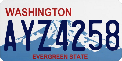 WA license plate AYZ4258