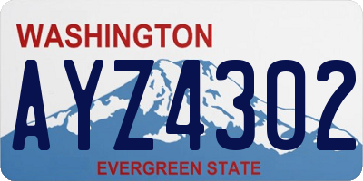 WA license plate AYZ4302