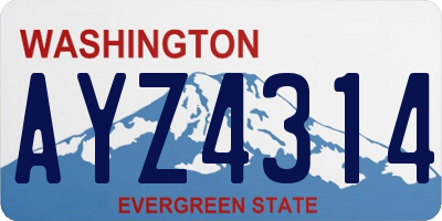 WA license plate AYZ4314