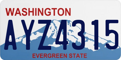 WA license plate AYZ4315