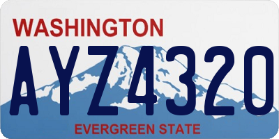 WA license plate AYZ4320