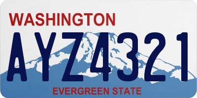 WA license plate AYZ4321