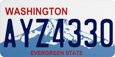 WA license plate AYZ4330