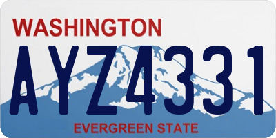 WA license plate AYZ4331