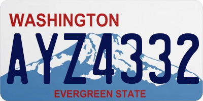 WA license plate AYZ4332