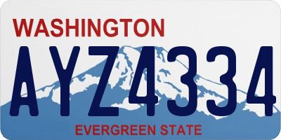 WA license plate AYZ4334