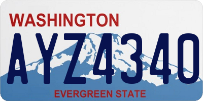 WA license plate AYZ4340