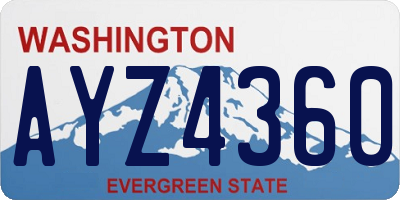 WA license plate AYZ4360