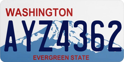 WA license plate AYZ4362