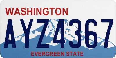 WA license plate AYZ4367