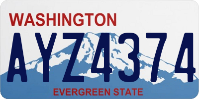 WA license plate AYZ4374