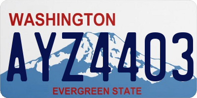 WA license plate AYZ4403