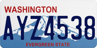 WA license plate AYZ4538