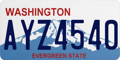 WA license plate AYZ4540