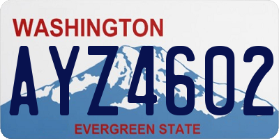 WA license plate AYZ4602