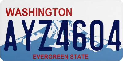 WA license plate AYZ4604