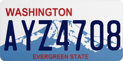 WA license plate AYZ4708