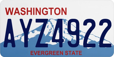 WA license plate AYZ4922