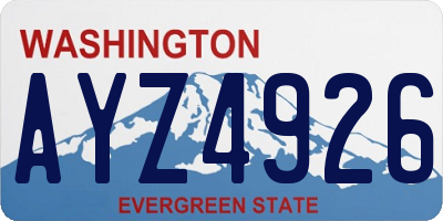 WA license plate AYZ4926