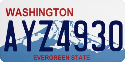 WA license plate AYZ4930
