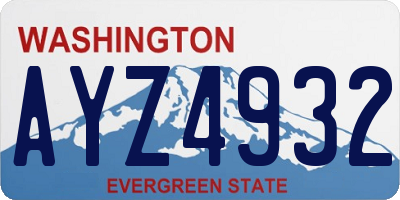 WA license plate AYZ4932