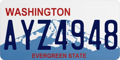 WA license plate AYZ4948