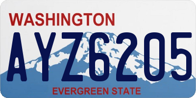 WA license plate AYZ6205