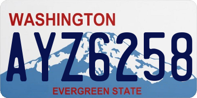 WA license plate AYZ6258