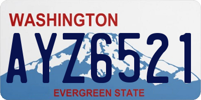 WA license plate AYZ6521