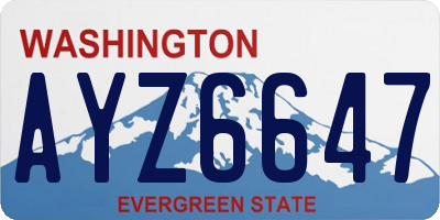 WA license plate AYZ6647