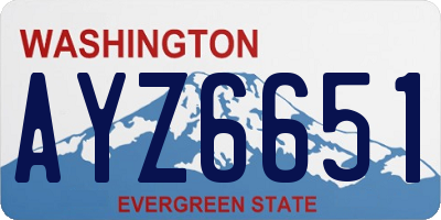 WA license plate AYZ6651