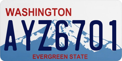 WA license plate AYZ6701