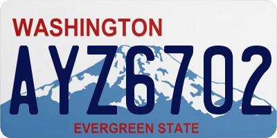 WA license plate AYZ6702