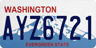 WA license plate AYZ6721