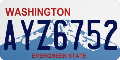 WA license plate AYZ6752