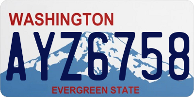 WA license plate AYZ6758