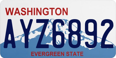 WA license plate AYZ6892