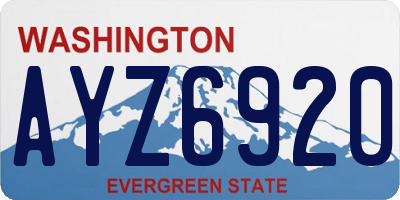 WA license plate AYZ6920