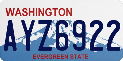 WA license plate AYZ6922