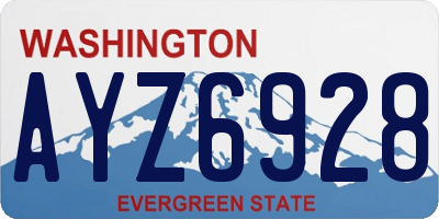 WA license plate AYZ6928