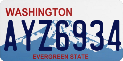 WA license plate AYZ6934